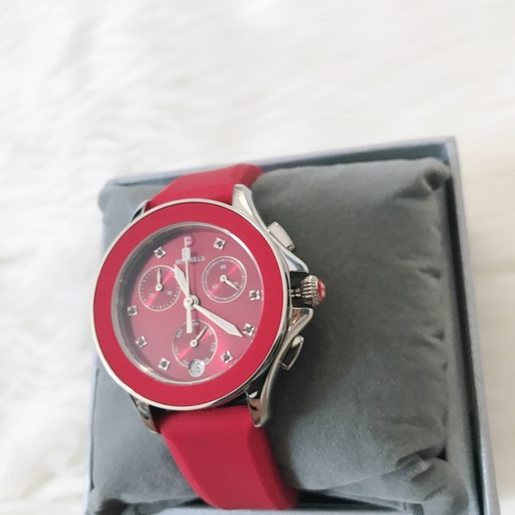 COPY - NWT MICHELE \' Cape \' Chrono Red Sunray Dial watch main image 5